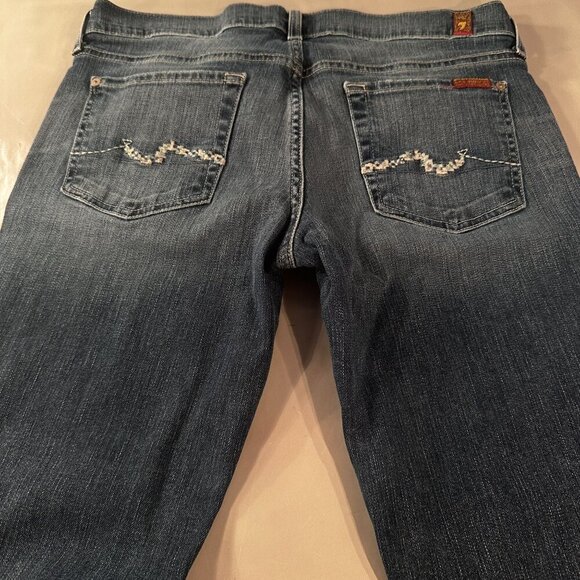 7 For All Mankind Denim Jeans Women Dojo Flared Mid Rise Pants Wide Leg Y2k - Picture 5 of 16